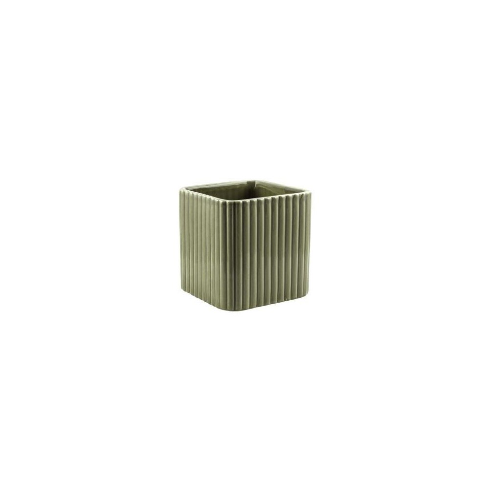 CUBO RIGATO CERAMICA VERDE H.11.5
